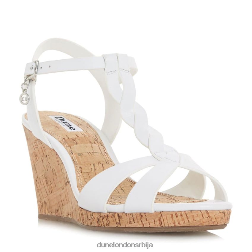 Жене Dune London бео плетеница т-бар трака плута клин пета коала J80F88515