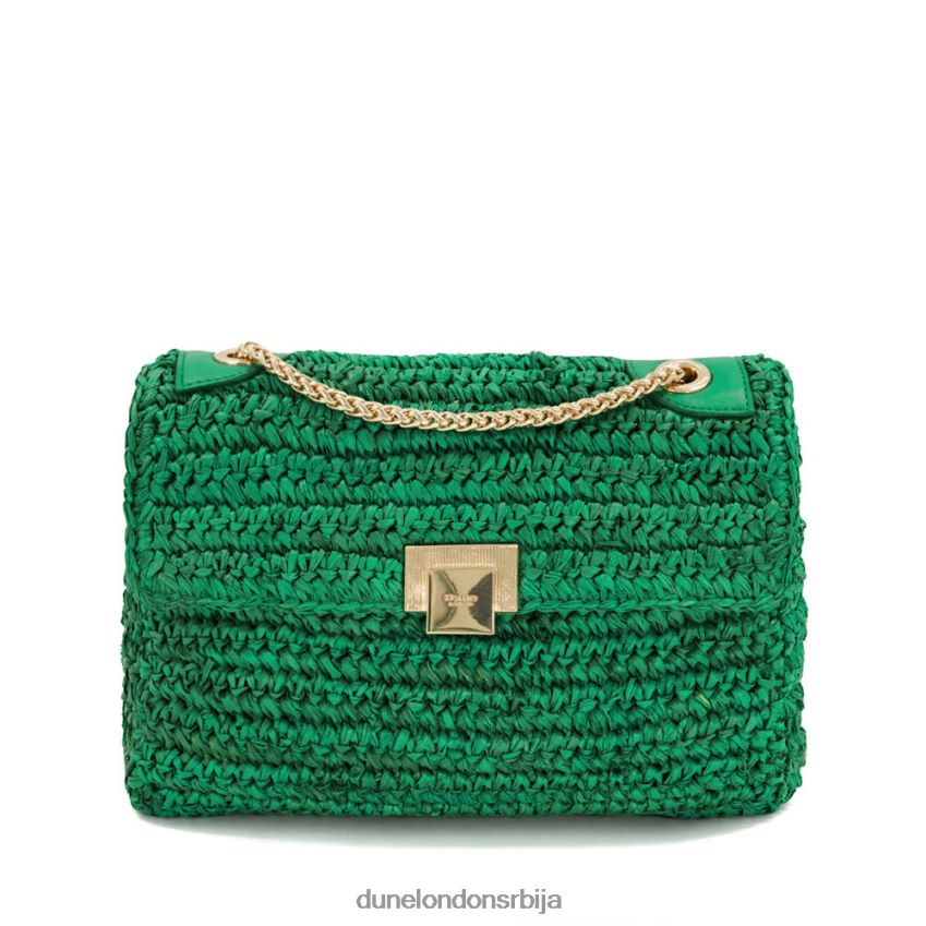 Жене Dune London зелен плетена рафија торба преко тела дорцхестерс J80F888